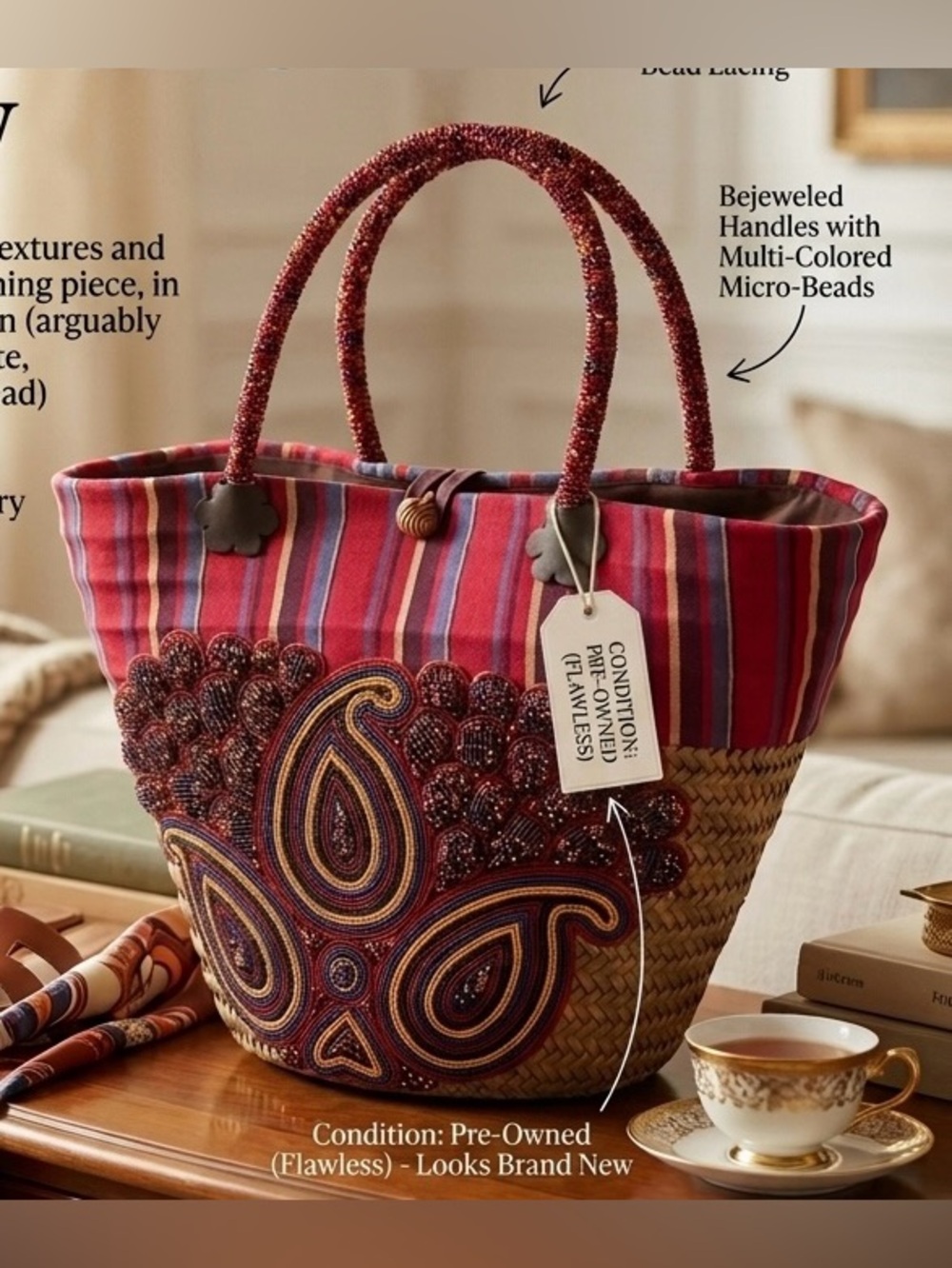 ✨ 👜 Antassia Artisan Beaded Straw Tote Bag - Authentic Massai Tribe Handcrafted✨